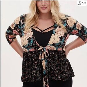 Torrid tie front babydoll kimono